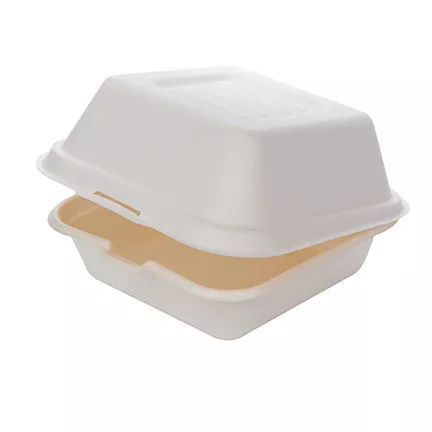 Bagasse Biodegradable Food Container - Clam Shell Deli Boxes x 50