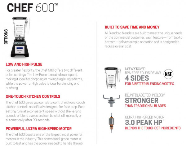 Blendtec Chef Blender - Specifications