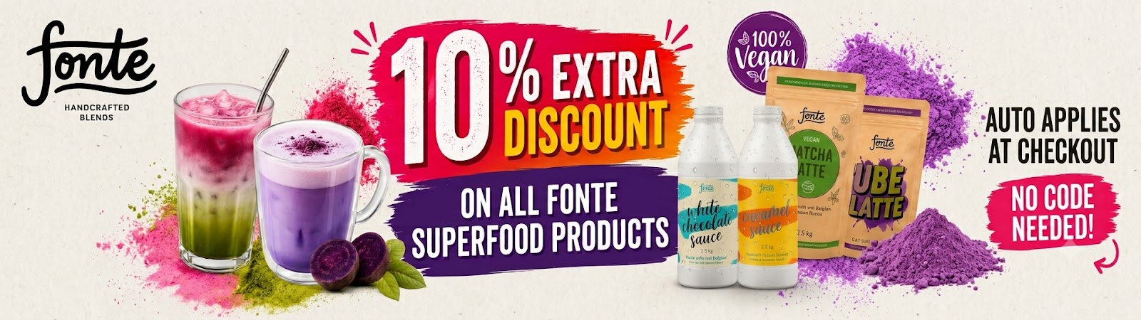 Fonte Superfood Latte Drinks, Ube, Matcha