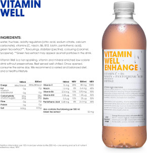 Vitamin Well - ENHANCE - Orange Flavour Functional Vitamin Water x 12 x 500ml (small image 5)