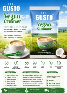 GUSTO - Vegan Coffee Creamer - Plant Based Milk Powder - 500g (small image 2)