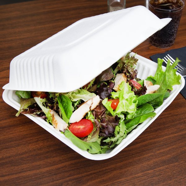 Bagasse Biodegradable Food Container - Clam Shell Deli Boxes x 50