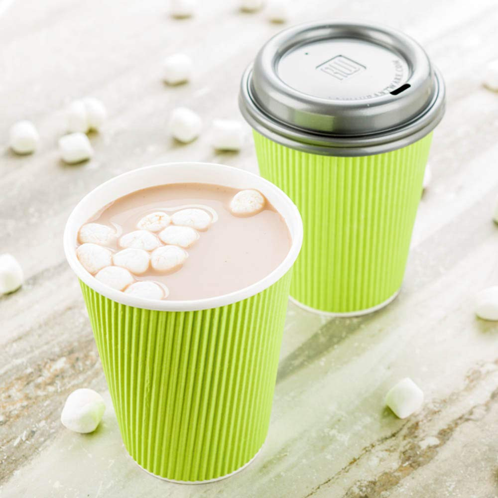 Green Triple Wall Ripple Cups & Lids