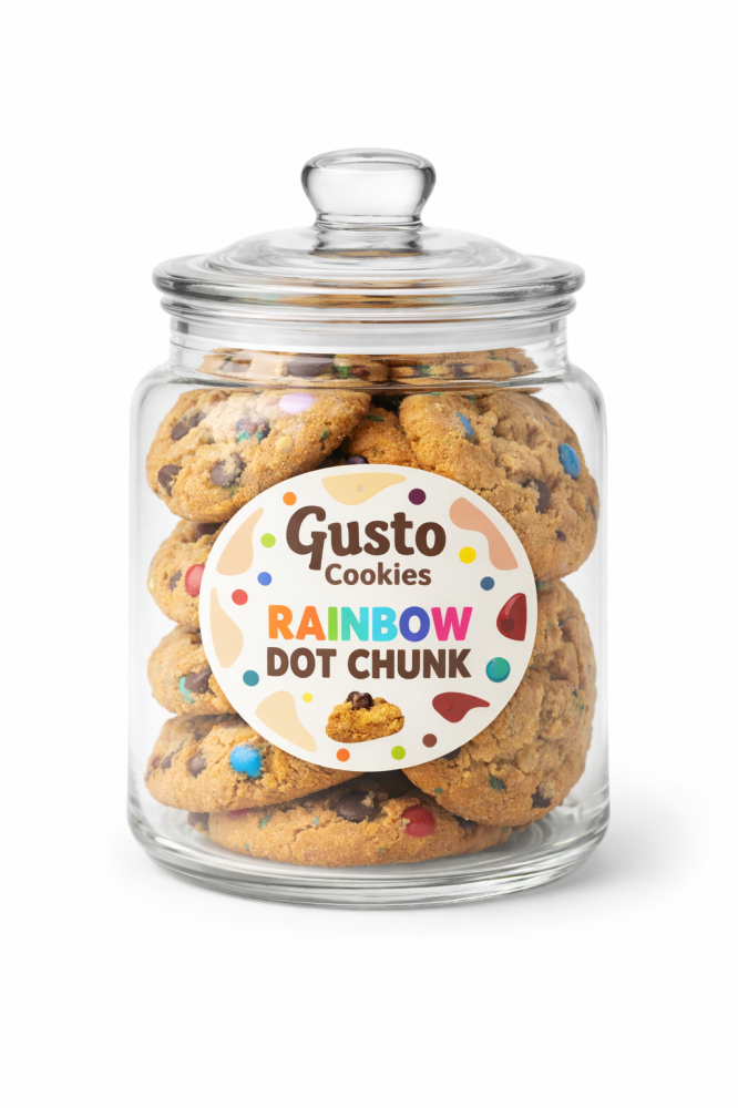 GUSTO Cookies - Rainbow Dotty Chunk x 6